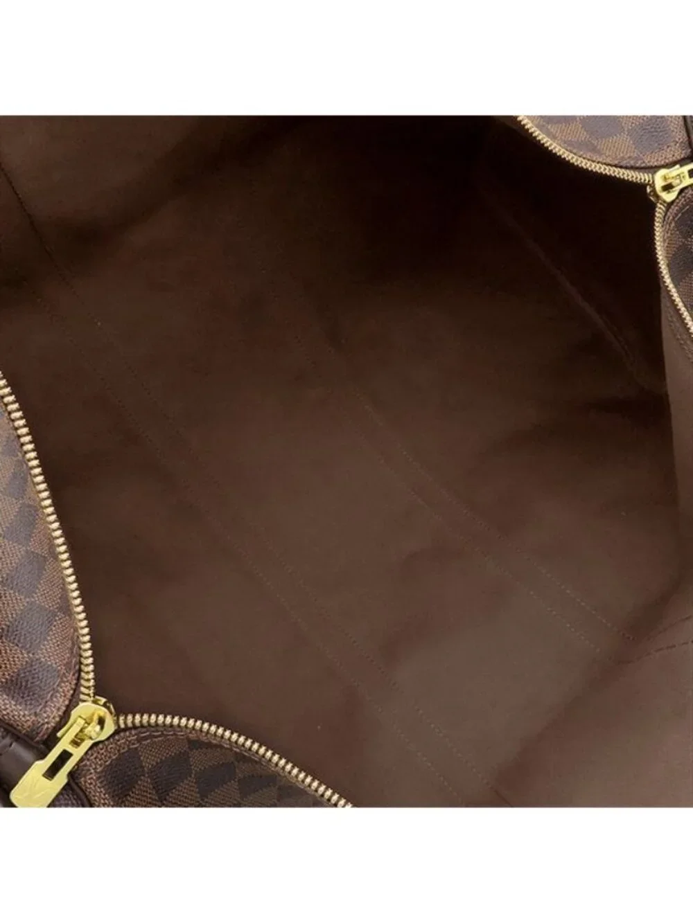 Louis Vuitton Boston Bag Keepall Bandouliere 55 Damier Canvas Ebene Gold Brown